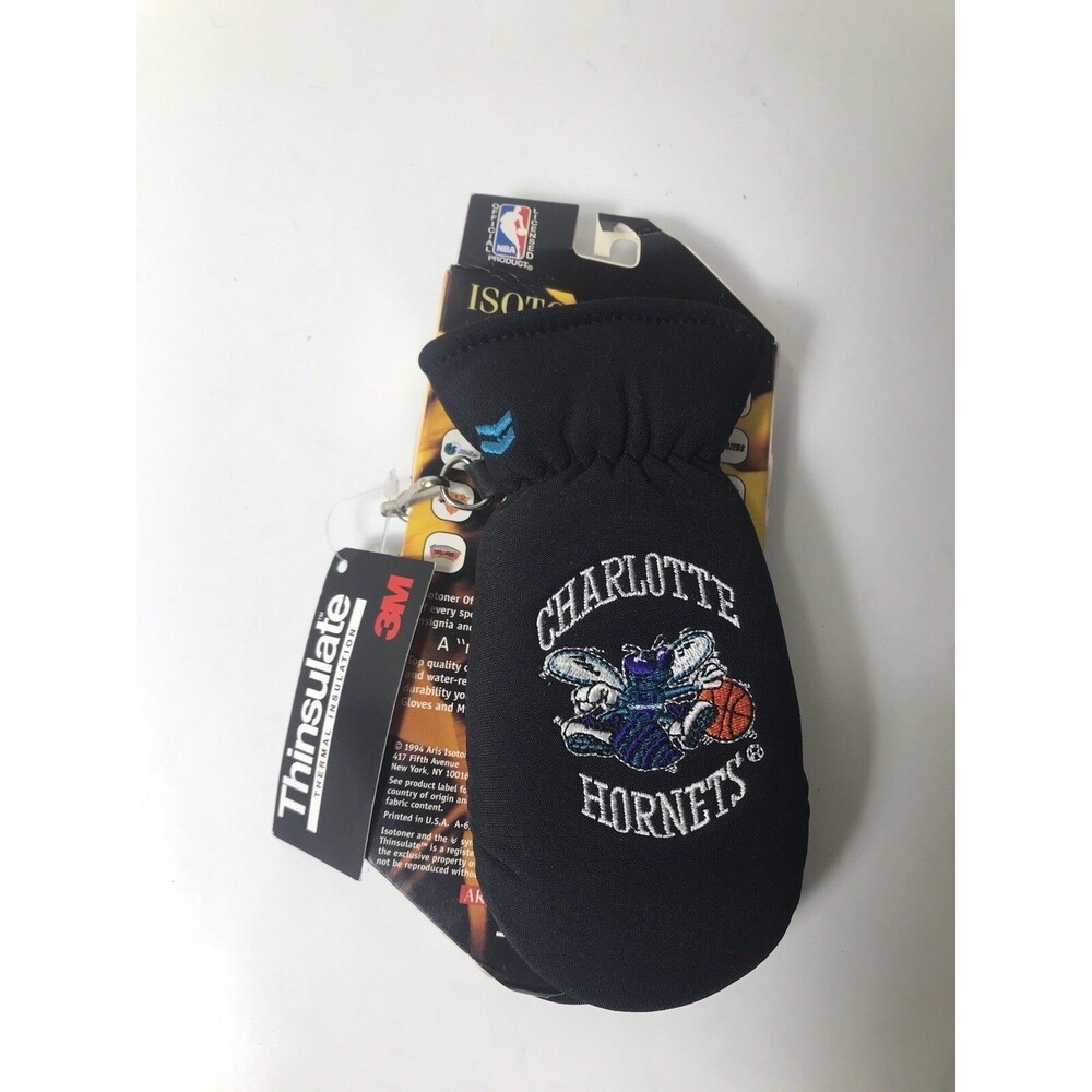 Charlotte Hornets Isotoner 3M Gloves Black / Gray Youth Size L/XL NEW
